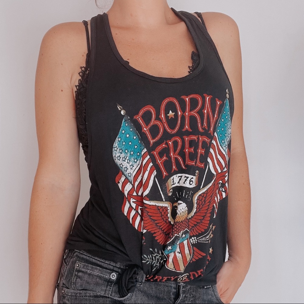American Patriotic Tank Top Black Size L